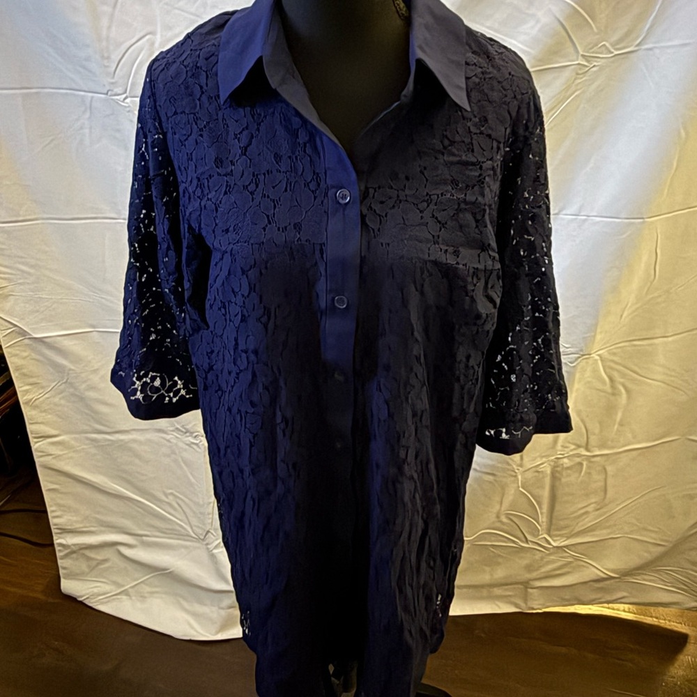 Lane Bryant Deep Blue Lace Midi Dress